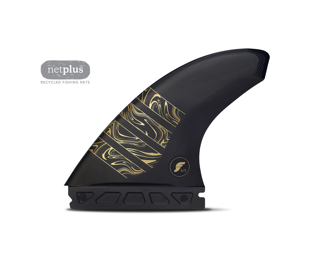 Futures Vector 3/2 Alpha Speed-generating Thruster Fin Set — full deck view