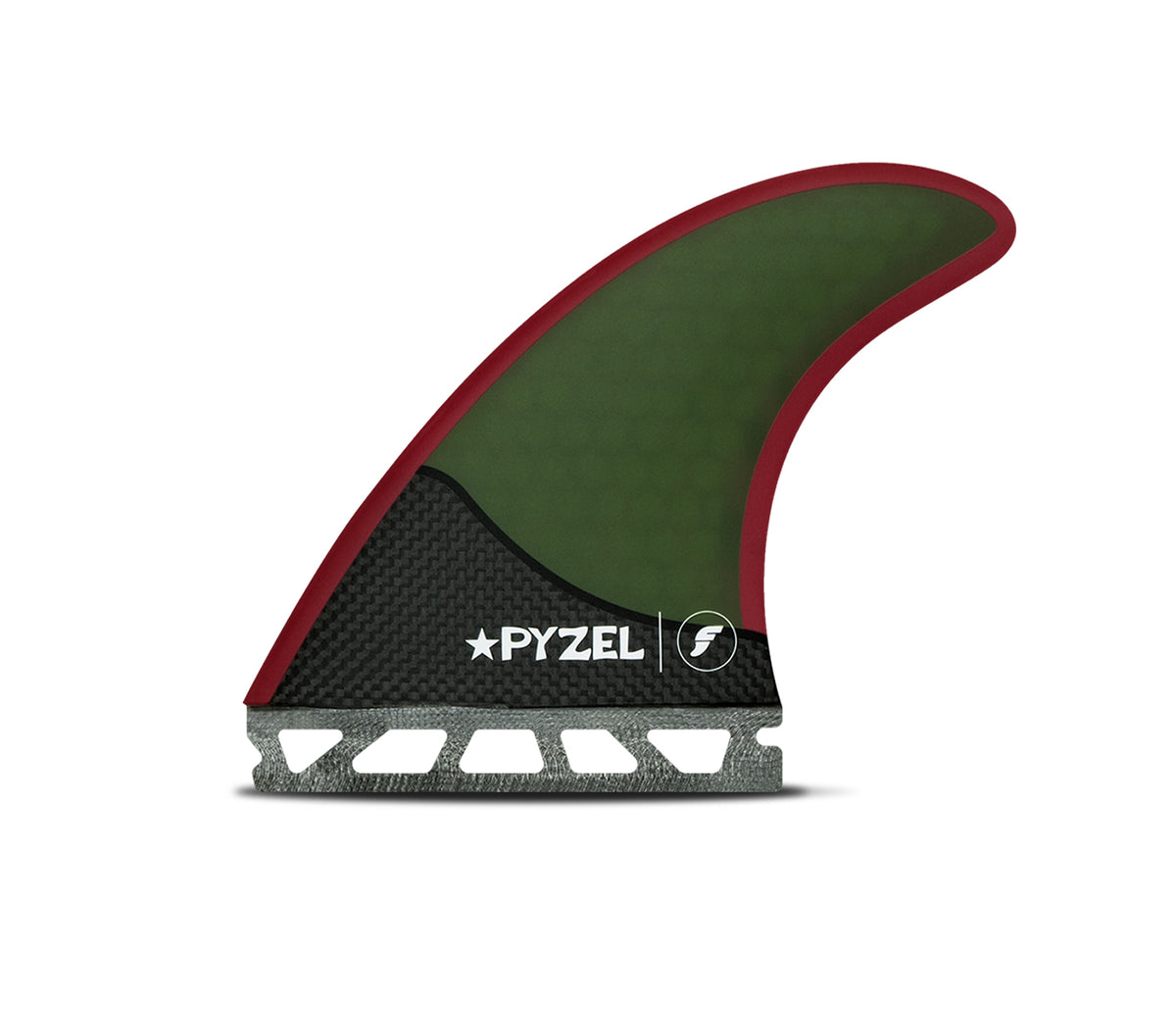 Futures Pyzel Honeycomb Thruster Signature honeycomb thruster fin set — full deck view